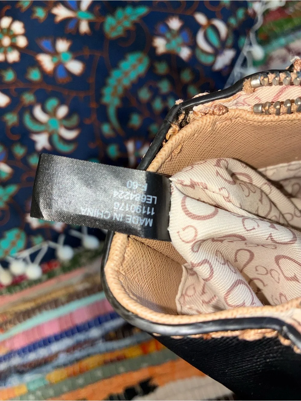 GUESS Tan, Black & Cream Structured Shoulder Tote